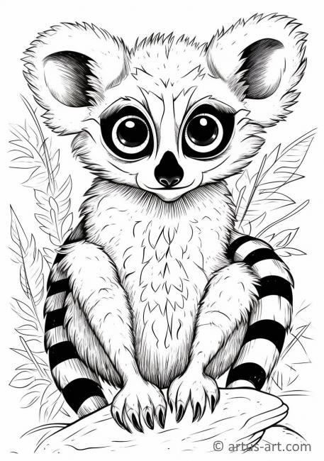Schattige Lemur Kleurplaat
